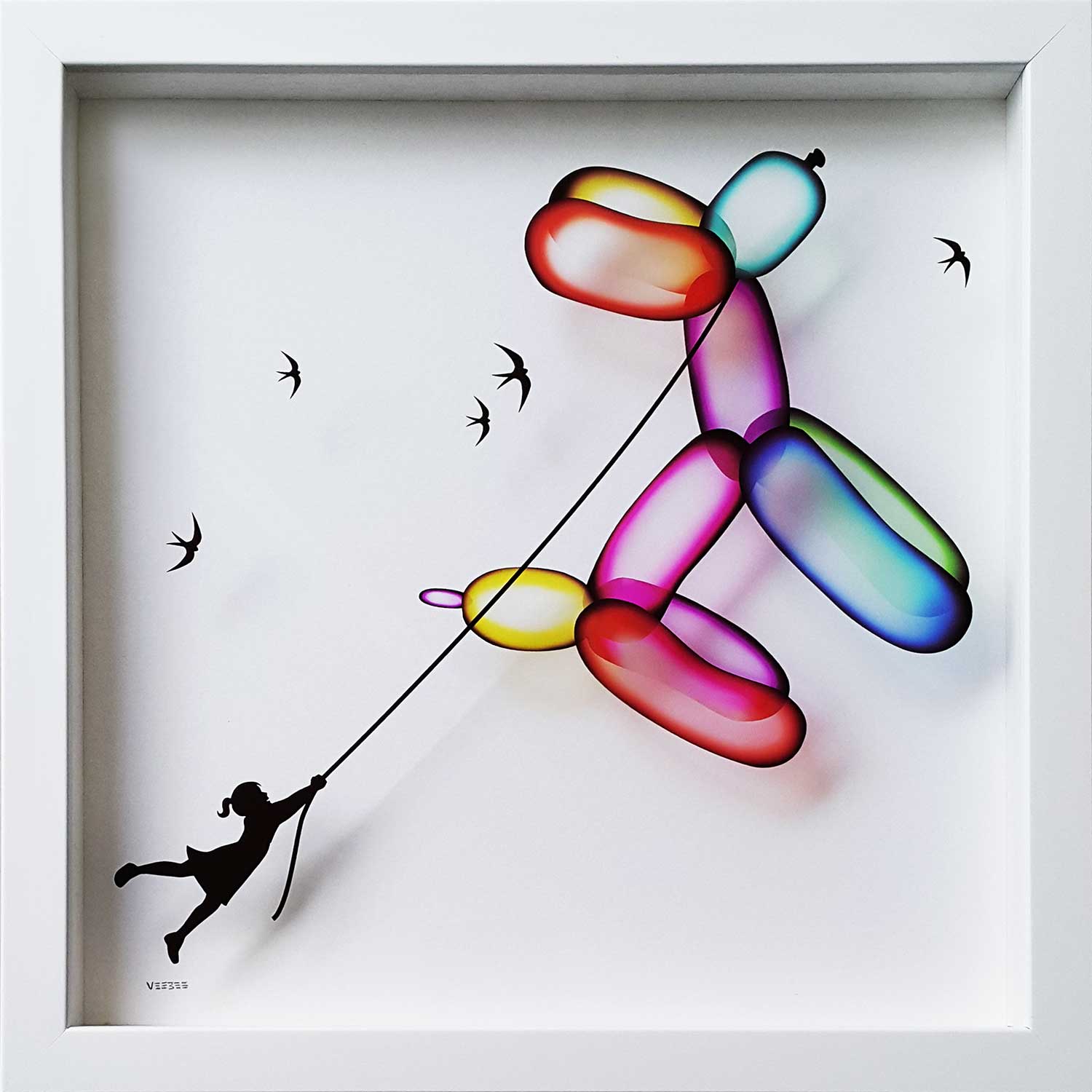 VeeBee Art & Design - veebee Balloon Dog 4 print on Glass