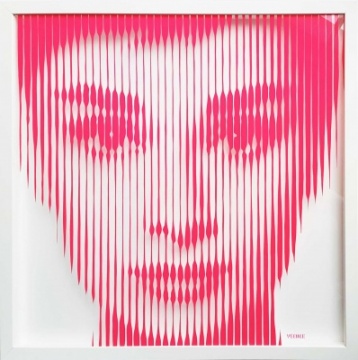 Original On Glass Audrey Hepburn Fire Pink