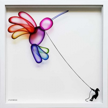 Balloon Hummingbird on Glass - Limited Edition of 10