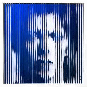 David Bowie Electric Blue colour changing original Painting on Glass
