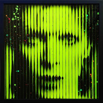 David Bowie Glow in the Dark + UV Reactive Original Painting on glass