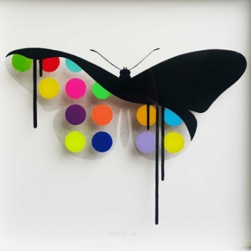 ORIGINAL - Glass Butterfly: SMOKE 34x34 cm