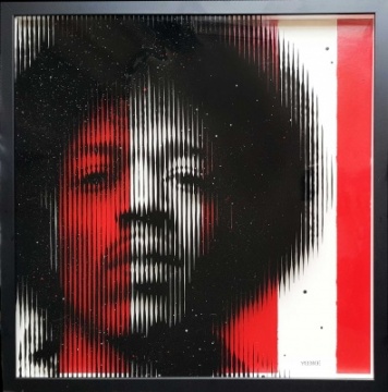 ORIGINAL On Glass Jimi Hendrix RED