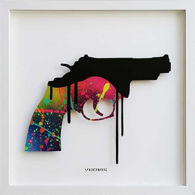 Revolver (Rainbow) Original Painting on Glass