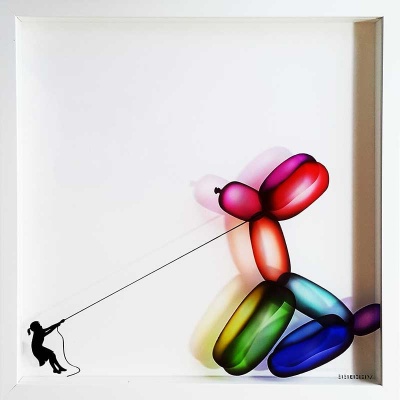 Balloon Dog Painting on Glass