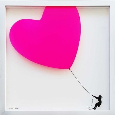 Balloon Heart on Glass HOT PINK