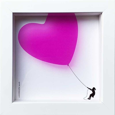 Balloon Heart on Glass PINK MINI